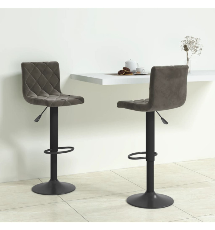 Tabourets de bar lot de 2 gris foncé velours | Mobilier & Déco