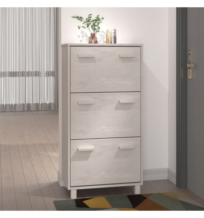 Armoire à chaussures HAMAR Blanc 59,5x35x117 cm Bois de pin | Mobilier & Déco