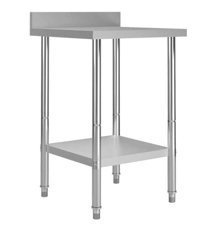 Table de travail de cuisine avec dosseret 60x60x93 cm Inox | Mobilier & Déco