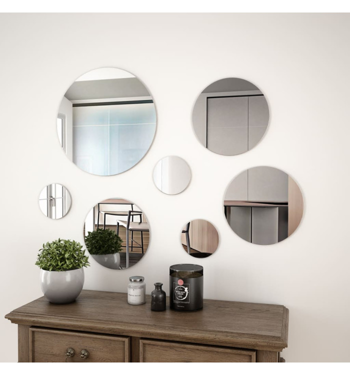Ensemble de miroir mural 7 pcs Verre Rond | Mobilier & Déco