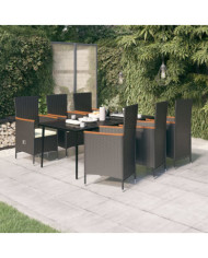 Ensemble à manger de jardin avec coussins 7 pcs Noir | Mobilier & Déco