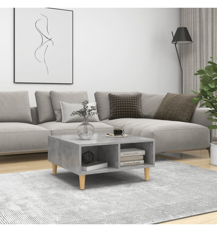 Table basse gris béton 60x60x30 cm bois d'ingénierie | Mobilier & Déco