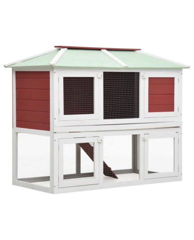 Cage double pour animaux Rouge Bois | Mobilier & Déco