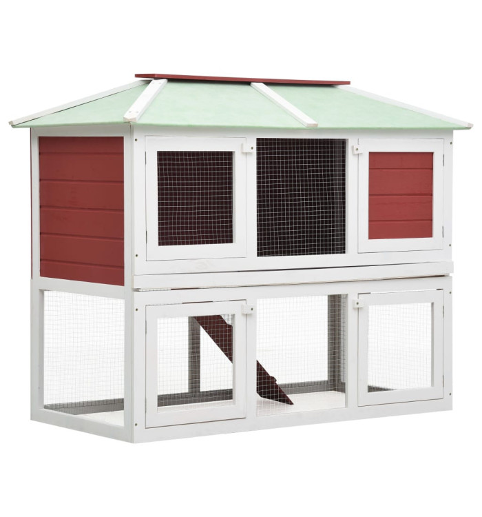 Cage double pour animaux Rouge Bois | Mobilier & Déco
