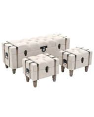 Ensemble de bancs de rangement 3 pcs Bois massif et acier | Mobilier & Déco