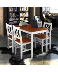 Ensemble de salle à manger 5 pcs Marron et blanc | Mobilier & Déco
