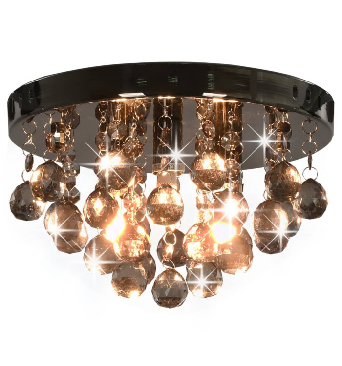 Plafonnier avec perles fumées Noir Rond G9 | Mobilier & Déco
