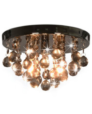 Plafonnier avec perles fumées Noir Rond G9 | Mobilier & Déco
