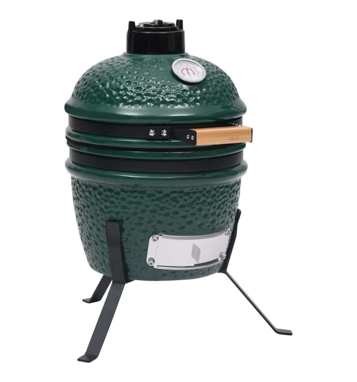 Barbecue à fumoir Kamado 2-en-1 Céramique 56 cm Vert | Mobilier & Déco