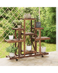 Support à fleurs avec roues 110x25x101 cm bois massif de sapin | Mobilier & Déco