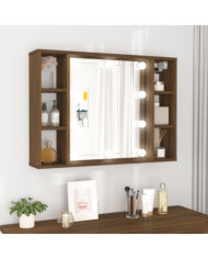 Armoire à miroir avec LED Chêne marron 76x15x55 cm | Mobilier & Déco