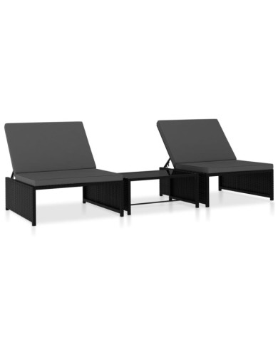 Chaises inclinables de jardin lot de 2 et table résine tressée | Mobilier & Déco
