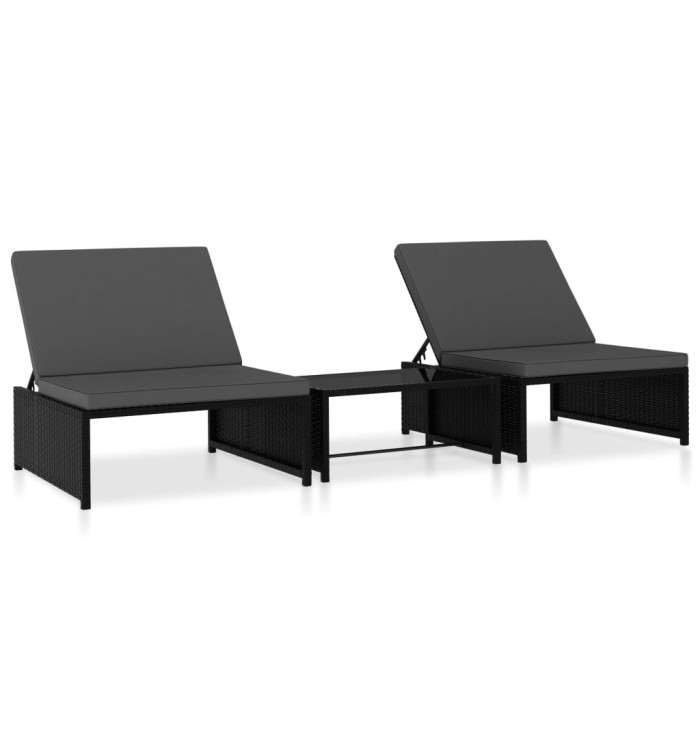 Chaises inclinables de jardin lot de 2 et table résine tressée | Mobilier & Déco