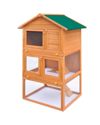 Clapier d'extérieur Enclos pour petits animaux 3 niveaux Bois | Mobilier & Déco