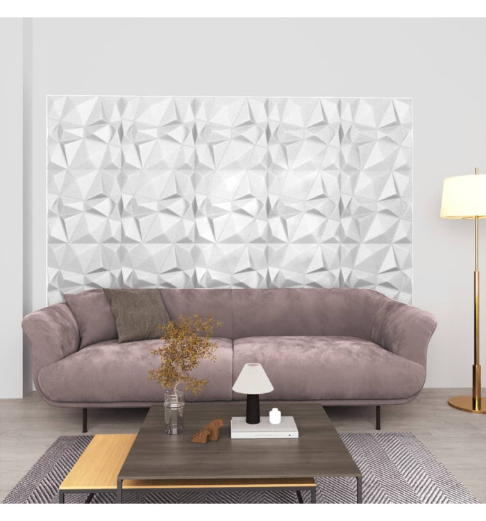 Panneaux muraux 3D 12 pcs 50x50 cm blanc diamant 3 m² | Mobilier & Déco