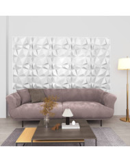 Panneaux muraux 3D 12 pcs 50x50 cm blanc diamant 3 m² | Mobilier & Déco