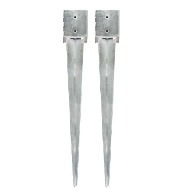 Piquets au sol 2 pcs Argenté 12x12x89 cm Acier galvanisé | Mobilier & Déco