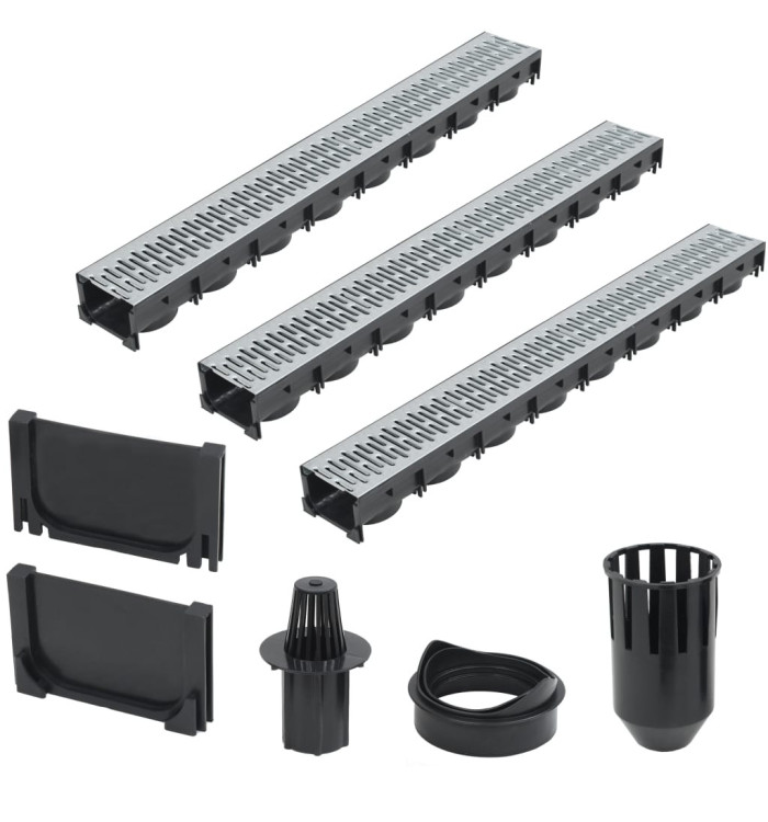Caniveau de drainage 3 pcs Acier galvanisé 3 m | Mobilier & Déco