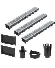 Caniveau de drainage 3 pcs Acier galvanisé 3 m | Mobilier & Déco