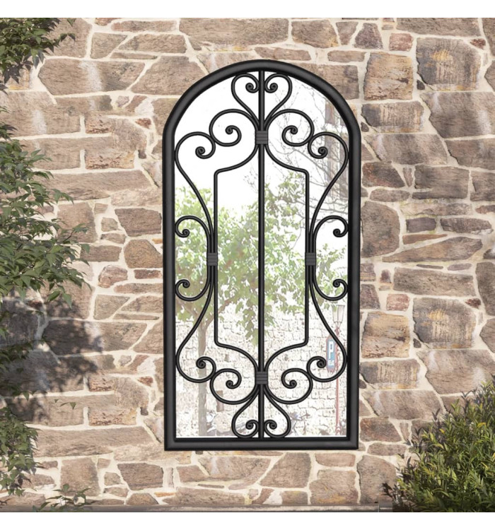 Miroir de jardin Noir 70x30 cm Fer pour utilisation extérieure | Mobilier & Déco