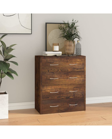 Buffet avec 4 tiroirs 60x30,5x71 cm Chêne fumé | Mobilier & Déco