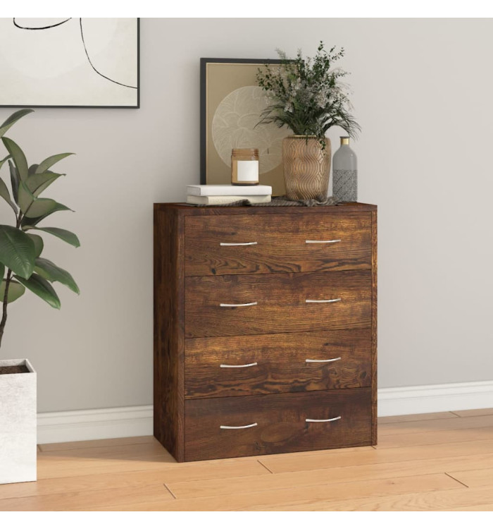 Buffet avec 4 tiroirs 60x30,5x71 cm Chêne fumé | Mobilier & Déco