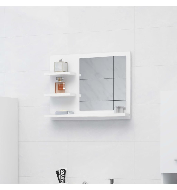 Miroir de salle de bain blanc 60x10,5x45 cm bois d’ingénierie | Mobilier & Déco