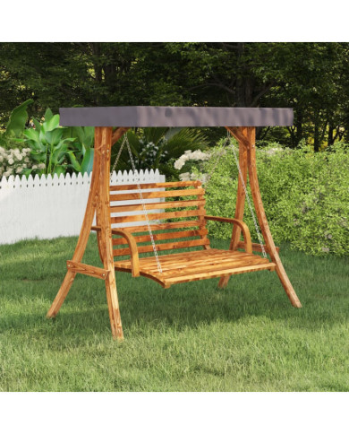 Cadre de balançoire toit anthracite Bois courbé à finition teck | Mobilier & Déco