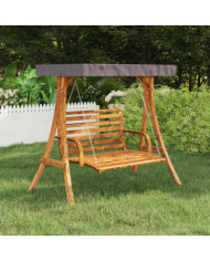 Cadre de balançoire toit anthracite Bois courbé à finition teck | Mobilier & Déco