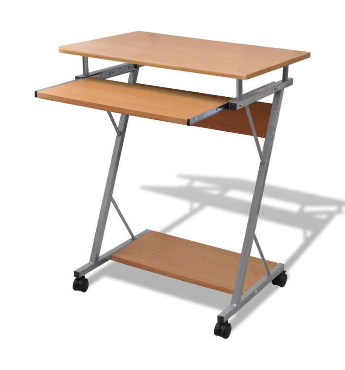 Bureau d'ordinateur avec plateau à clavier coulissant Marron | Mobilier & Déco