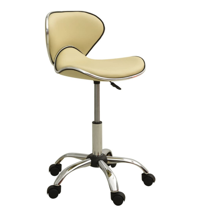 323677 Salon Spa Stool Cream Faux Leather | Mobilier & Déco