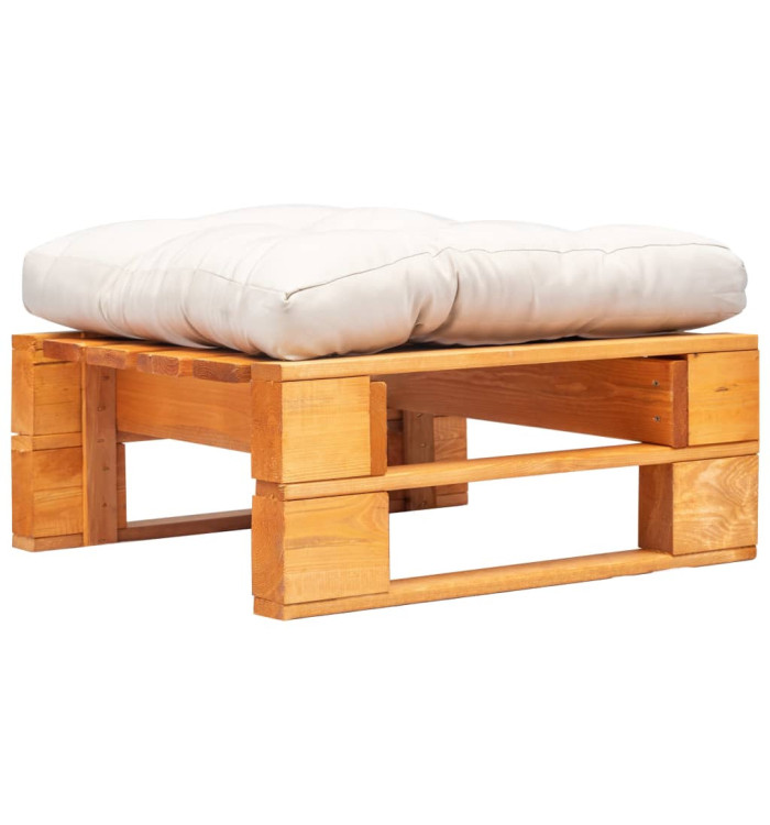 Repose-pied palette de jardin et coussin sable Marron miel Bois | Mobilier & Déco