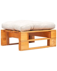 Repose-pied palette de jardin et coussin sable Marron miel Bois | Mobilier & Déco