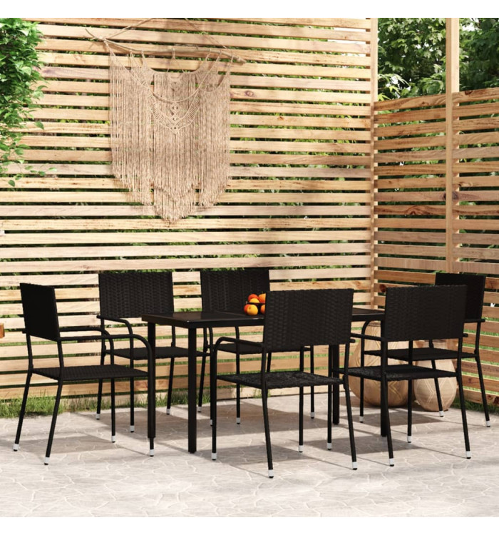 Ensemble à manger de jardin 7 pcs Noir | Mobilier & Déco
