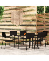 Ensemble à manger de jardin 7 pcs Noir | Mobilier & Déco