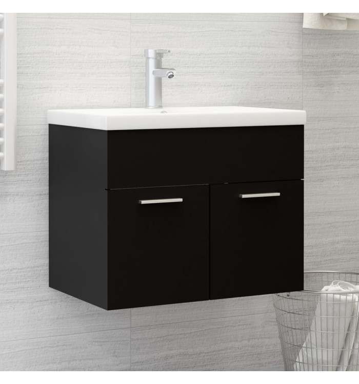 Armoire d'évier avec lavabo intégré Noir Aggloméré | Mobilier & Déco