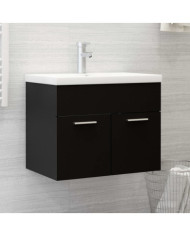 Armoire d'évier avec lavabo intégré Noir Aggloméré | Mobilier & Déco