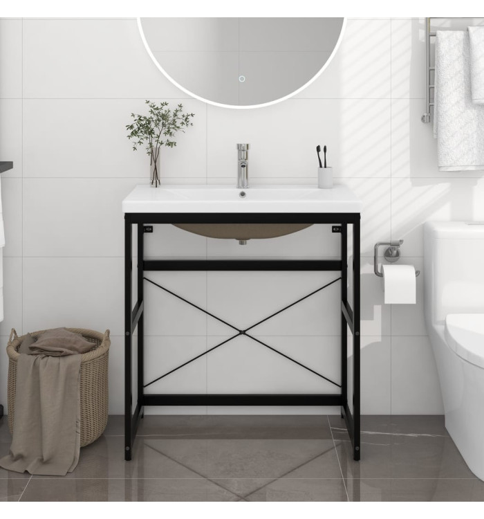 Cadre de lavabo de salle de bain vasque à encastrer Noir Fer | Mobilier & Déco