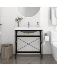 Cadre de lavabo de salle de bain vasque à encastrer Noir Fer | Mobilier & Déco