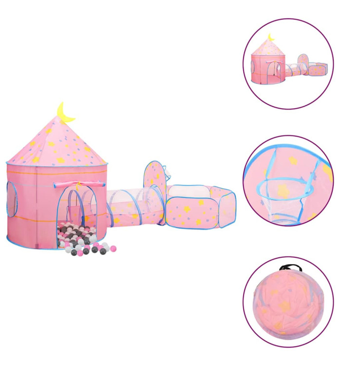 Tente de jeu pour enfants avec 250 balles Rose 301x120x128 cm | Mobilier & Déco