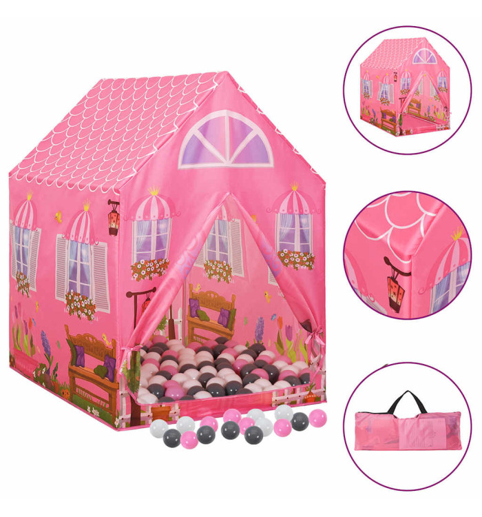 Tente de jeu pour enfants avec 250 balles Rose 69x94x104 cm | Mobilier & Déco