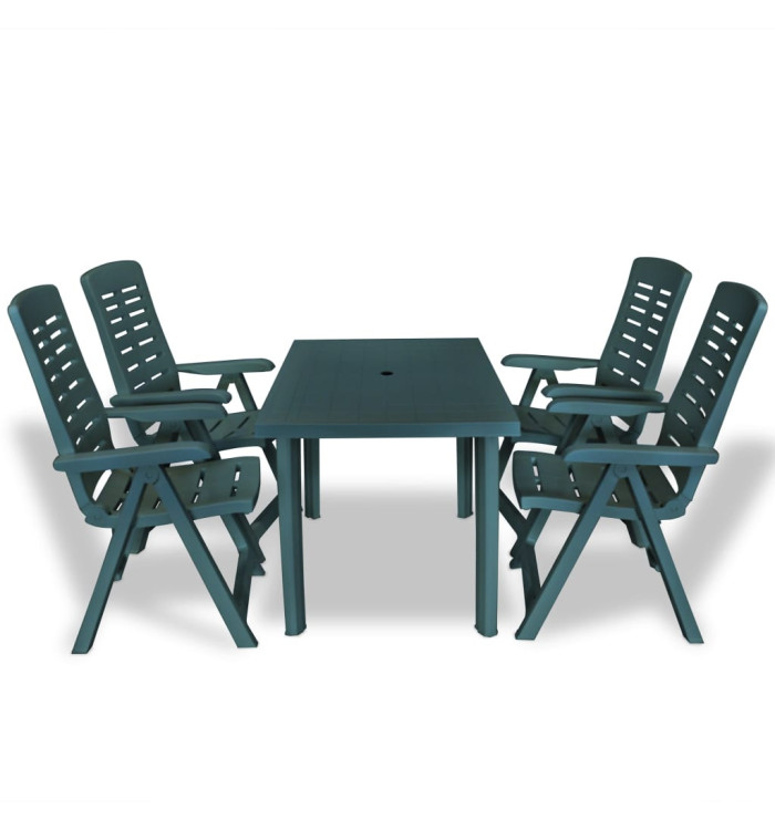 Ensemble à manger d'extérieur 5 pcs Plastique Vert | Mobilier & Déco