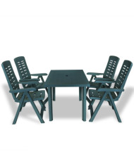 Ensemble à manger d'extérieur 5 pcs Plastique Vert | Mobilier & Déco