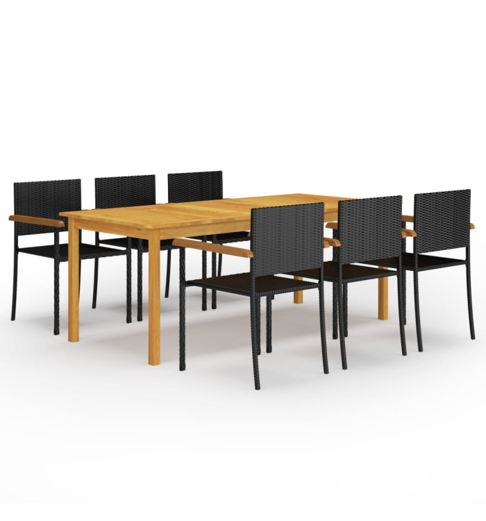 Ensemble à manger de jardin 7 pcs Noir | Mobilier & Déco