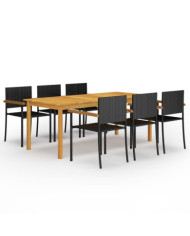 Ensemble à manger de jardin 7 pcs Noir | Mobilier & Déco