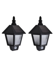 Appliques murales solaires 2 pcs avec capteur de mouvement Noir | Mobilier & Déco