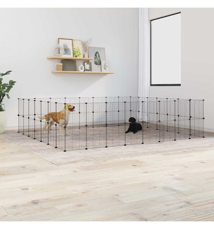 Cage animaux de compagnie à 60 panneaux et porte Noir 35x35 cm | Mobilier & Déco