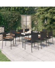 Ensemble à manger de jardin 9 pcs Noir | Mobilier & Déco
