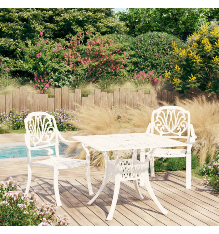 Ensemble de bistro 3 pcs Aluminium coulé Blanc | Mobilier & Déco
