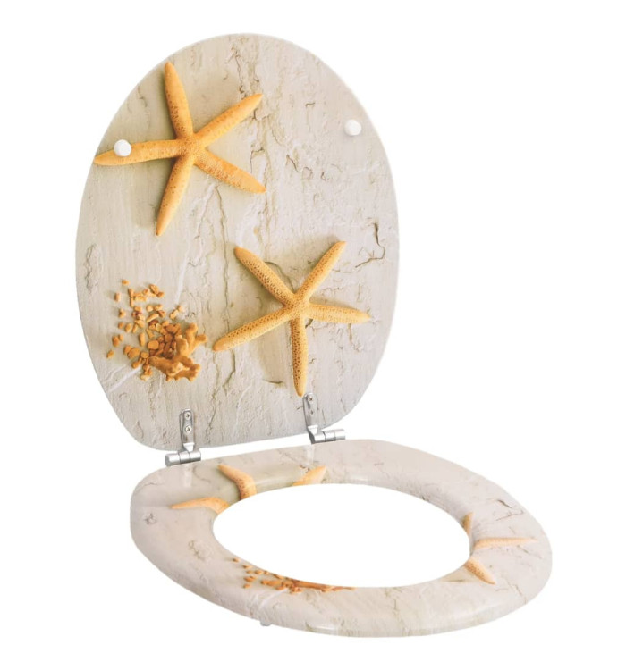 Siège de toilette avec Couvercle MDF Étoile de mer | Mobilier & Déco